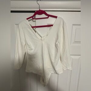 BNWT Size XL ivory free people heart back thong quarter sleeve bodysuit